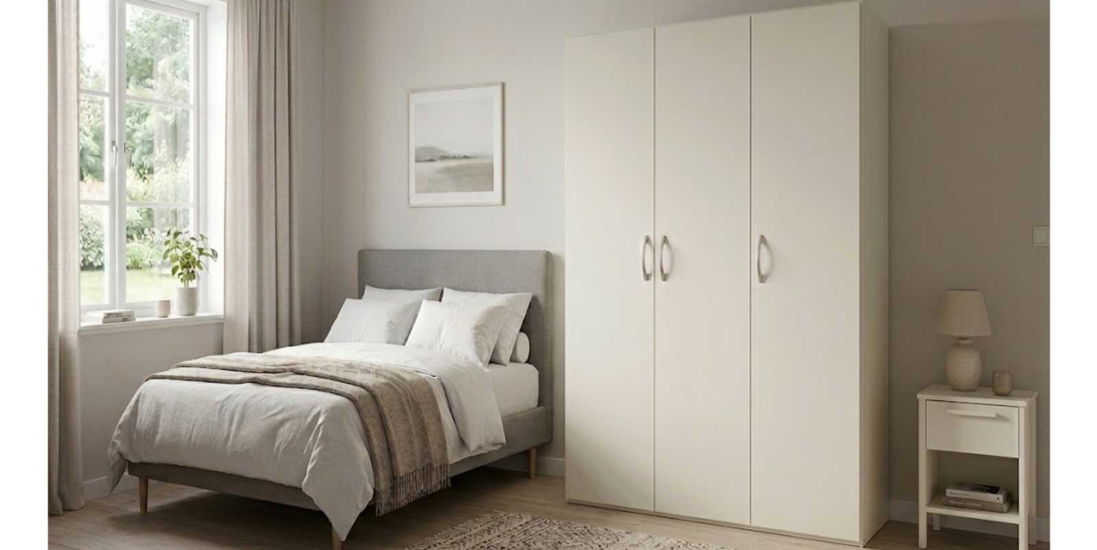 Schrank 3-türig Cremeweiss, H 195 cm