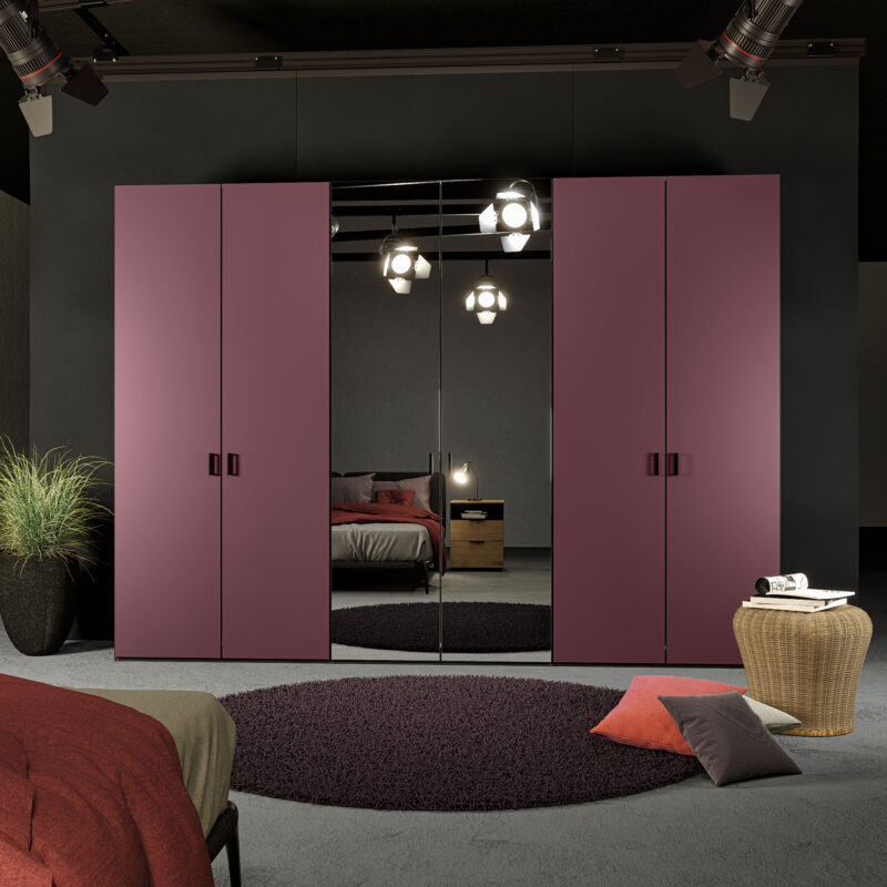 Schrank 6-türig Frozen Berry/Spiegel dunkel