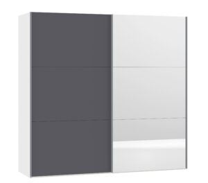 Schwebetürenschrank 2-türig Anthrazit matt / Spiegel, H 195 cm