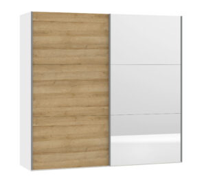 Schwebetürenschrank 2-türig Eichendekor / Spiegel, H 195 cm