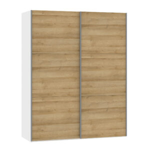 Schwebetürenschrank 2-türig Eichendekor, H 195 cm