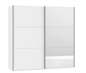 Schwebetürenschrank 2-türig Cremeweiss/Spiegel, H 195 cm